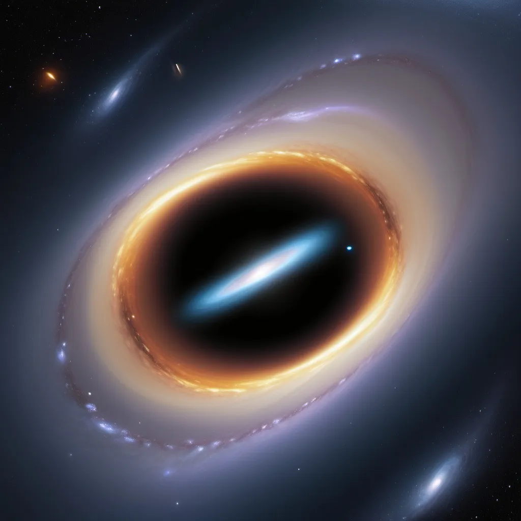 Prompt: galaxy fighting black hole