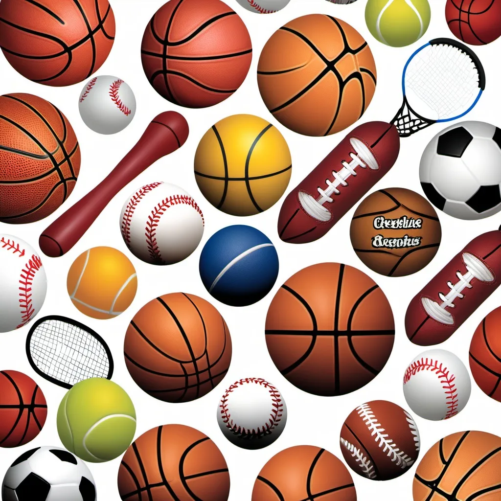 Prompt: creat me an image for a backgorund page promoting physical activity, that is in a collage style, that includes images of various sports such as basketball, baseball, pickle-ball, ect.,