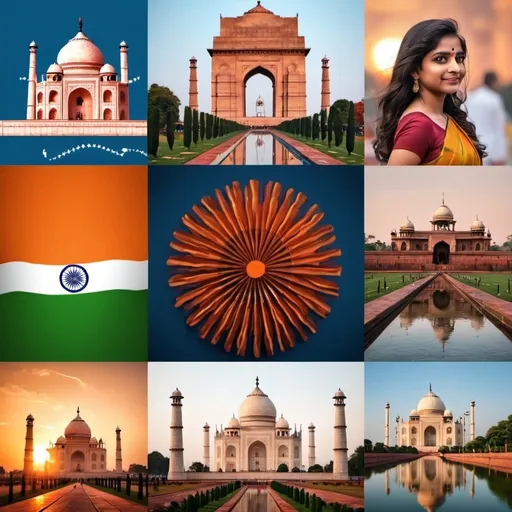 Prompt: Create a reel for independence day of india for Instagram with multiple images 