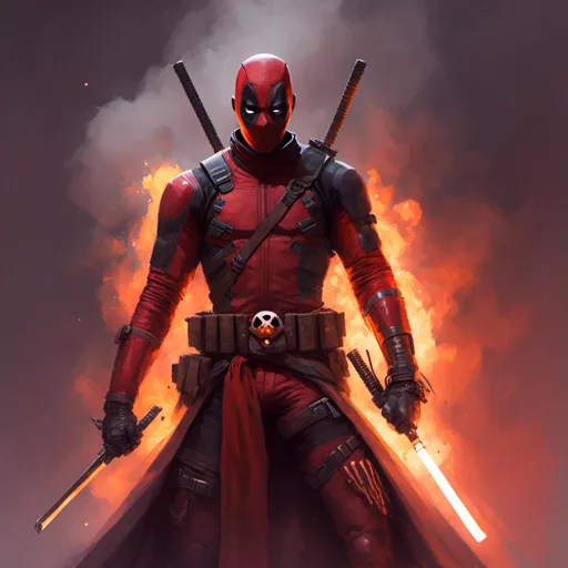 Prompt: <mymodel> portrait of a jedi deadpool, ghost rider