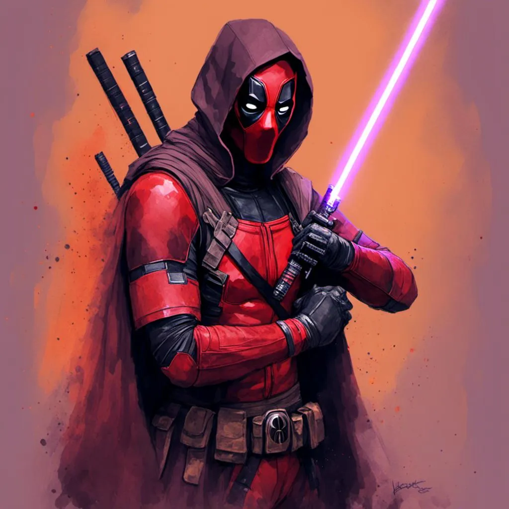 Prompt: <mymodel> portrait of a jedi deadpool