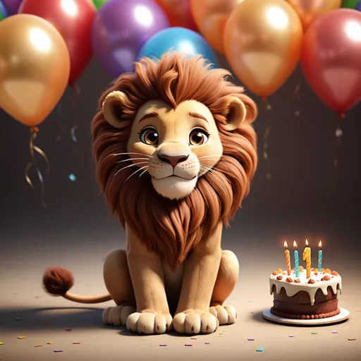 Prompt: cartoon lion alone happy birthday
 