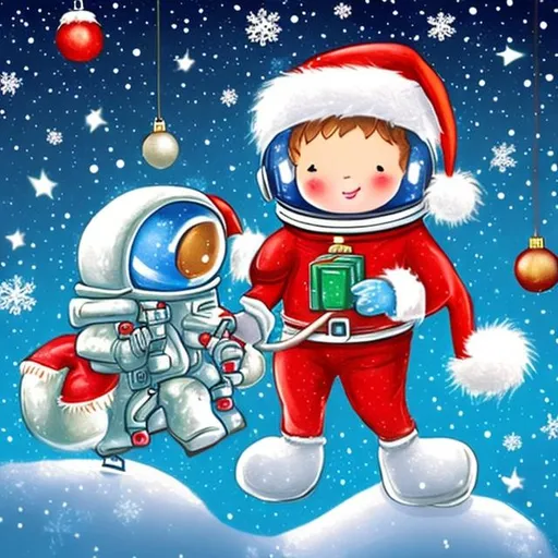 Prompt: cute Christmas astronaut