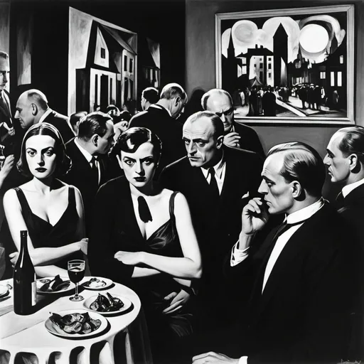 Prompt: Frankfurt am Main Film Noir Max Beckmann Picasso Party