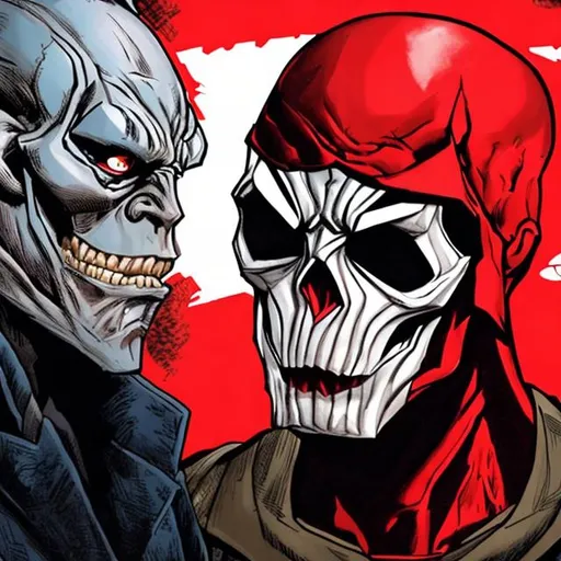 Prompt: Jordan Peterson meeting red skull