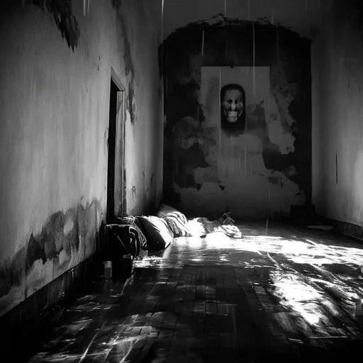 Prompt: White walls surround 
No light will touch your face 
Rain taps the window 
We sleep among the dead