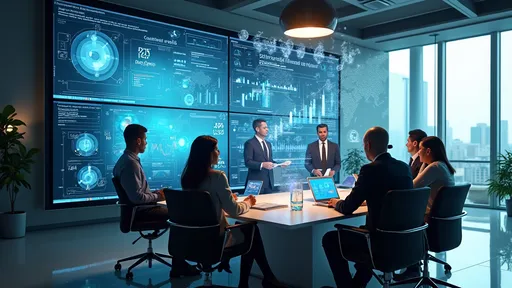 Prompt: Un simulador financiero moderno mostrado en grandes pantallas digitales dentro de una oficina elegante. Varias personas trabajan activamente: una analiza gráficos, otra escribe en una laptop y un equipo conversa alrededor de una mesa sobre datos financieros. Gráficos, diagramas y cifras flotan en el aire como hologramas. Ambiente profesional y futurista, con luz natural y mobiliario moderno y limpio. Enfatiza la colaboración y la tecnología.