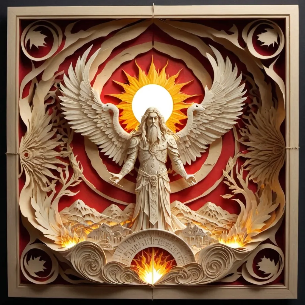 Prompt: Hardlight, altering properties of light, "Sacred Sun", an imposing and admirable man, preservation of life, cleansing of dark, a beacon and a safe place. Regent of the Sun. Seraph. Flame of God. Divine Presence. Salvation. Creation. Enhancement of the Mind. Bender of Reality.