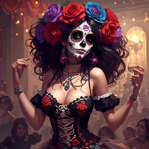 Prompt: <mymodel>sugar skull dancer