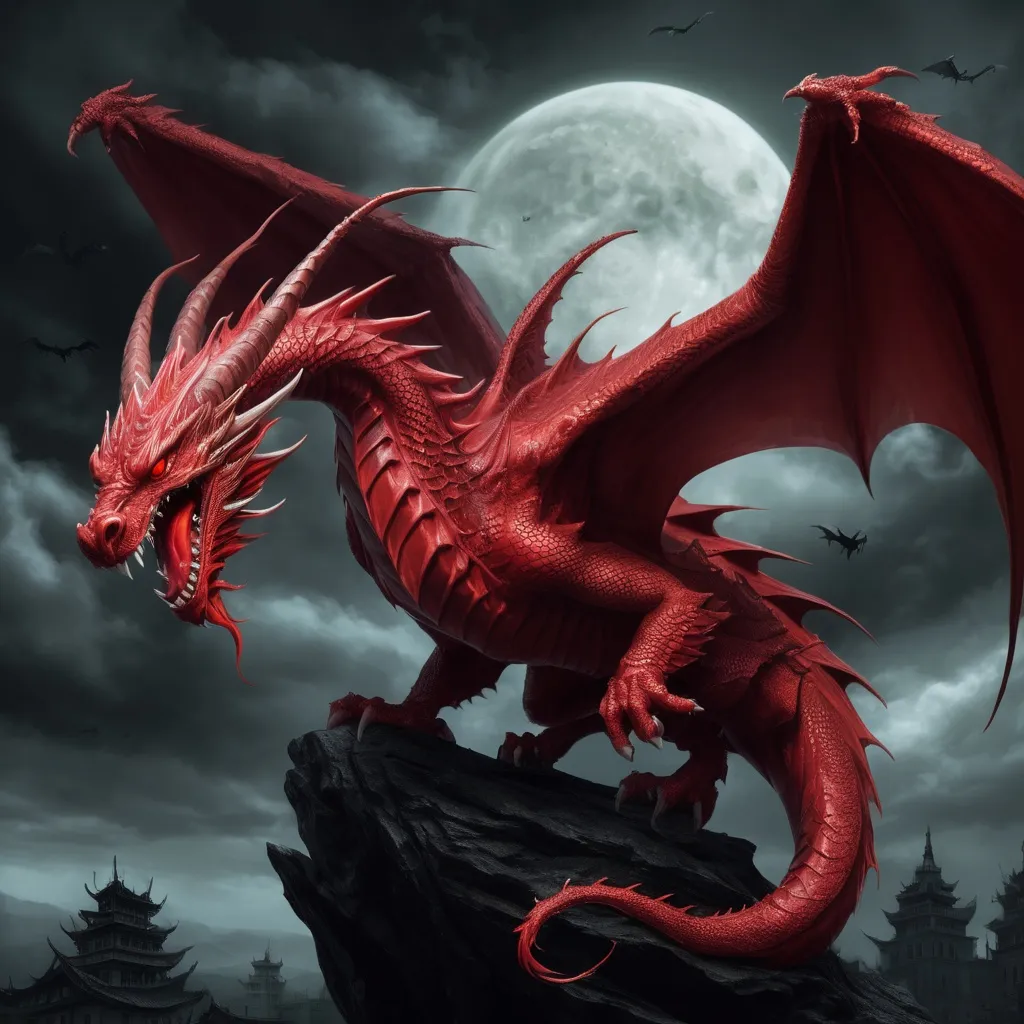 Prompt: Red dragon of nightmares