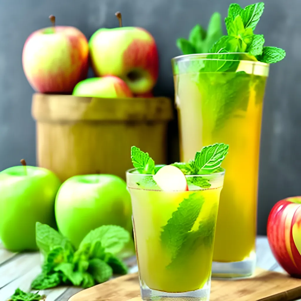 Prompt: apple mint drink