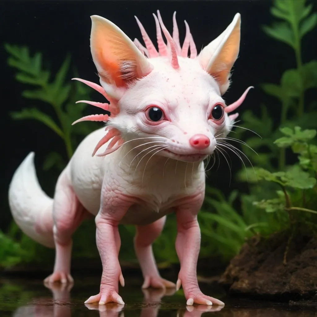 Prompt: fox and axolotl hybrid 
