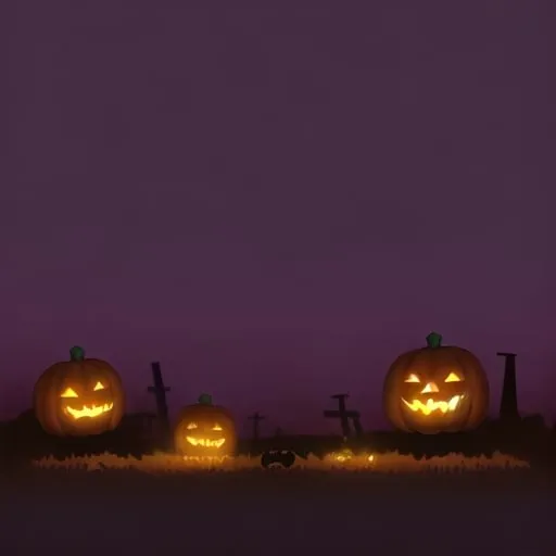 Prompt: Generate a captivating pumpkin in a spooky graveyard, cartoon children's animation, Halloween.