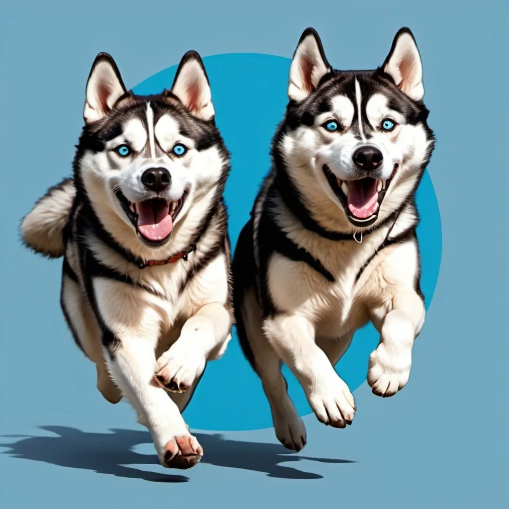 Prompt: Two happy
 huskies full body
 vectors running 
