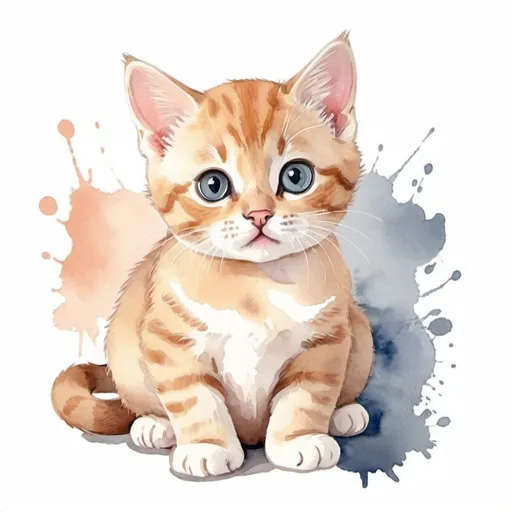 Prompt: cute cat, watercolor style