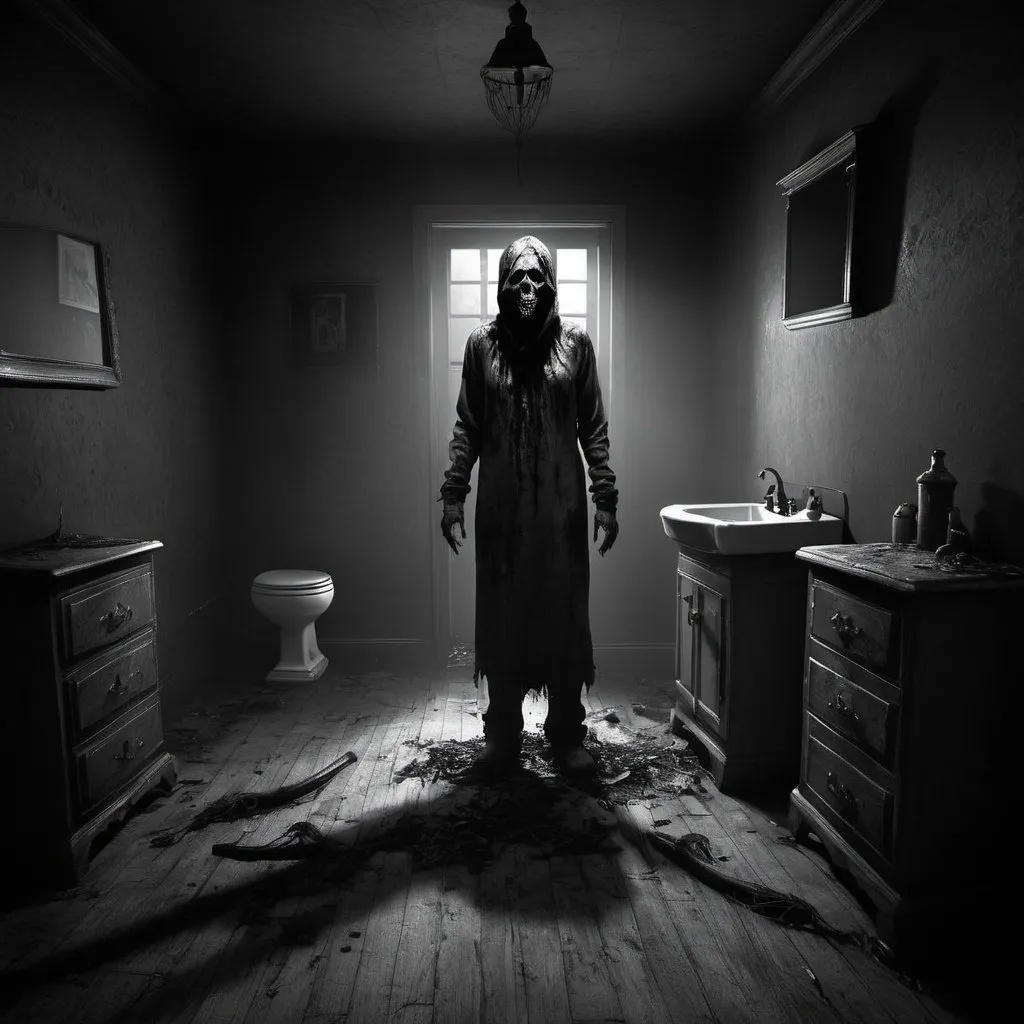 Prompt: Terrifying dark nightmare, photo realistic, haunting atmosphere, eerie shadows, detailed horror elements, high texture quality, macabre style, realistic lighting, intense and chilling, frightening portrayal, detailed and realistic, best quality, highres, detailed shadows, terrifying, macabre, photo realistic, eerie atmosphere, haunting, chilling, detailed horror, intense, realistic lighting