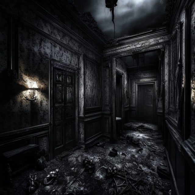 Prompt: Terrifying dark nightmare, photo realistic, haunting atmosphere, eerie shadows, detailed horror elements, high texture quality, macabre style, realistic lighting, intense and chilling, frightening portrayal, detailed and realistic, best quality, highres, detailed shadows, terrifying, macabre, photo realistic, eerie atmosphere, haunting, chilling, detailed horror, intense, realistic lighting