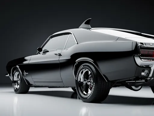 Prompt:  a muscle car with  shark  wing on top in back
 little  wing     so much little small         so much small

