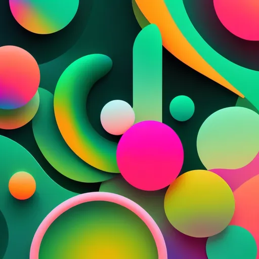 Prompt: Abstract illustration colorful shapes, neon realism style, layered, soft rounded forms, subtle gradients, bold patterns, green