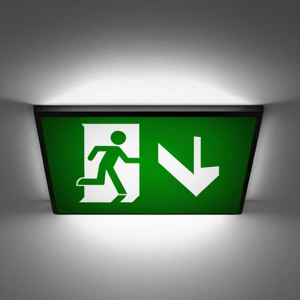 Prompt: Green exit sign theme 