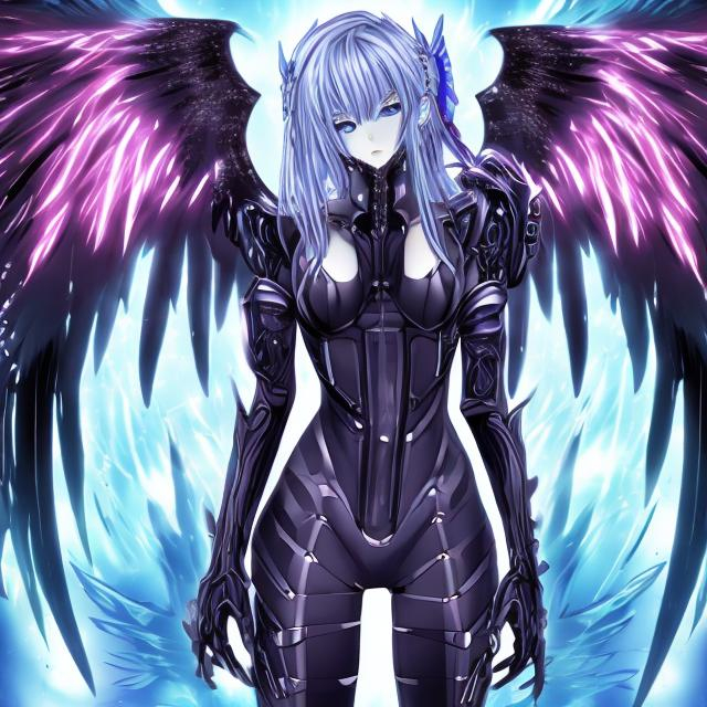 Prompt: anime cyber fallen angel