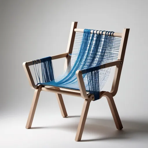 Prompt: draw a chair inspired by a fabric weaving machine