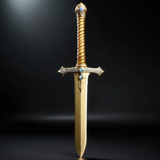 Prompt: extremely expensive and extremely fancy sword that is made of pure gold and is lined with diamond, hd resolution, full sword