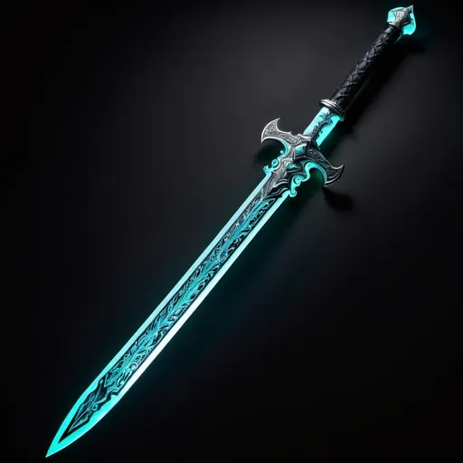 Prompt: extremely expensive and extremely fancy sword that is made of glow in the dark plastic and is lined with diamond, hd resolution, full sword