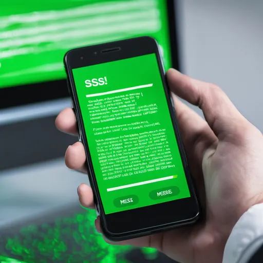 Prompt: sos messege in green text shown on smartphone screen. resmable hackers
