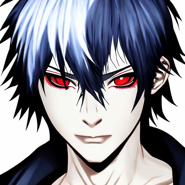 Prompt: Demon anime boy white hair realistic smirking 