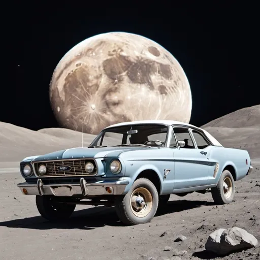 Prompt: A vintage ford car on moon