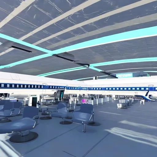 Prompt: futuristic plane airport