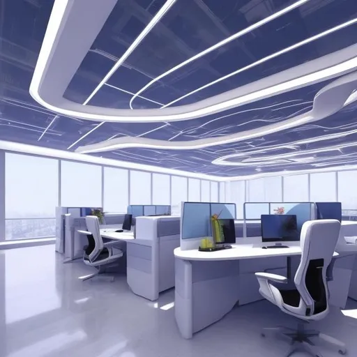 Prompt: futuristic interior office