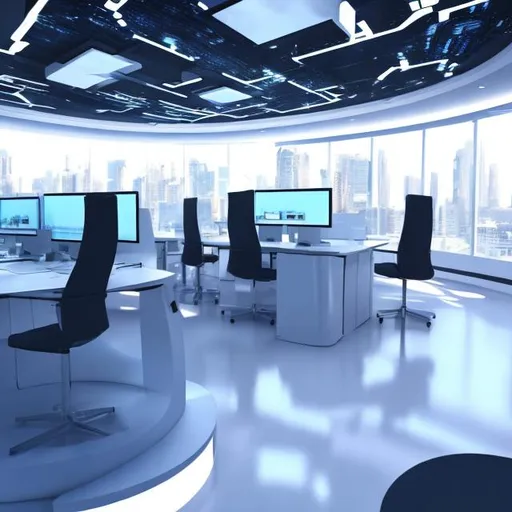 Prompt: futuristic interior office