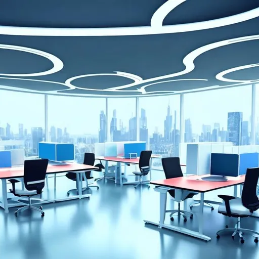 Prompt: futuristic office  interior office