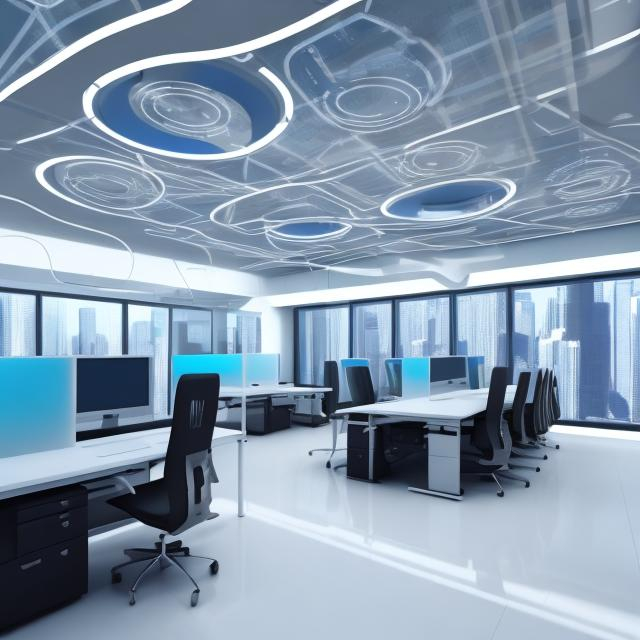 Prompt: futuristic office  interior