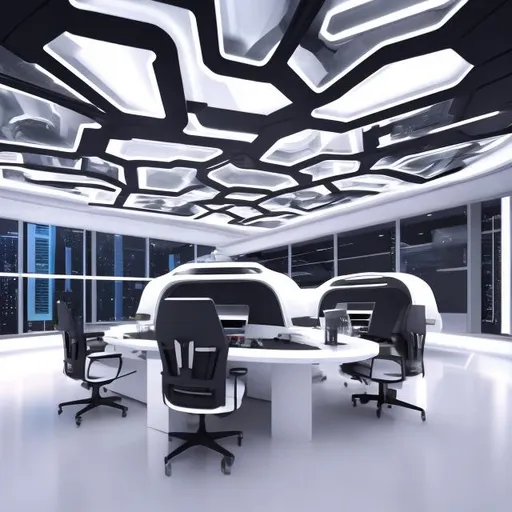 Prompt: futuristic interior office