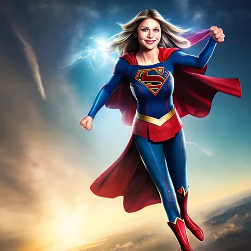 Prompt: Supergirl flying