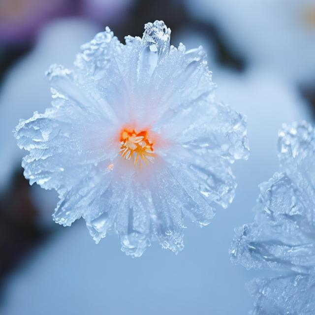 Prompt: flowers petals ice frosty