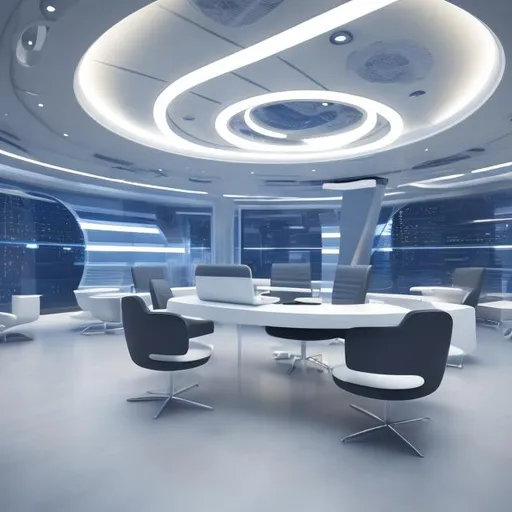 Prompt: futuristic office  interior