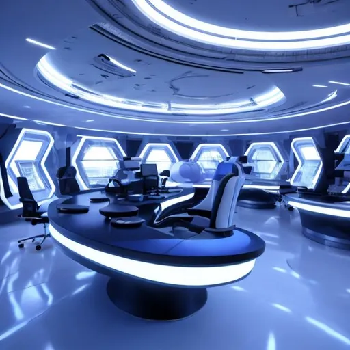 Prompt: futuristic desk interiors