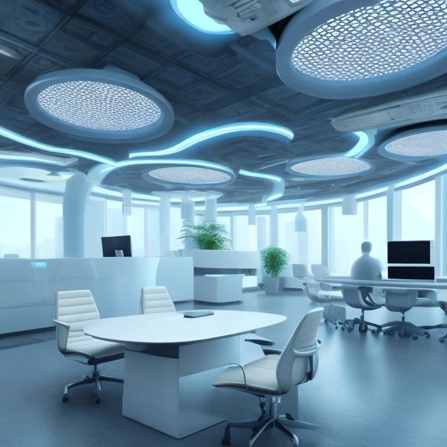 Prompt: futuristic office  interior office