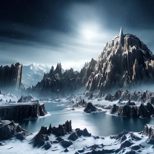 Prompt: kryptonians landscape winter