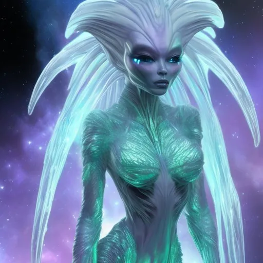 Prompt: crystal alien woman