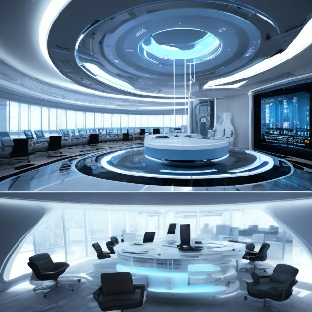 Prompt: futuristic interior office