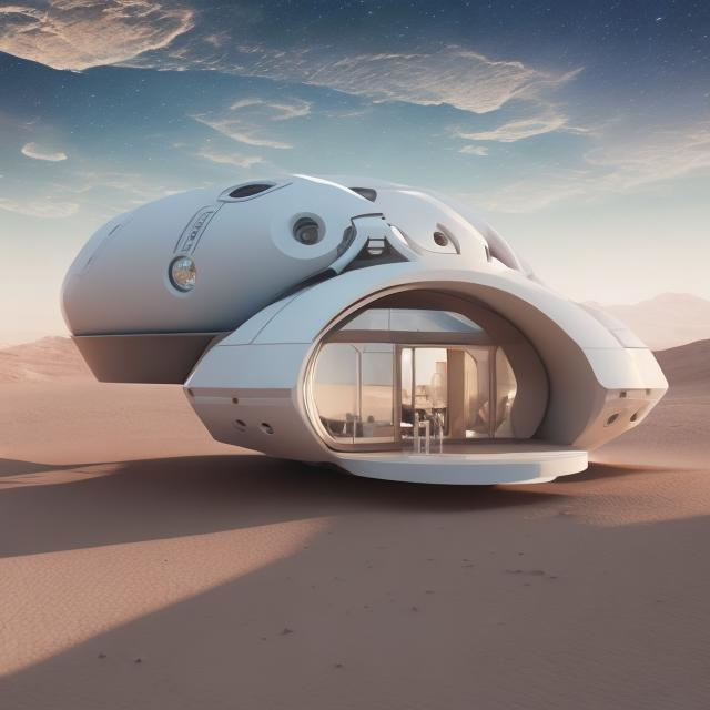 Prompt: futuristic house on mars trip cosmos
