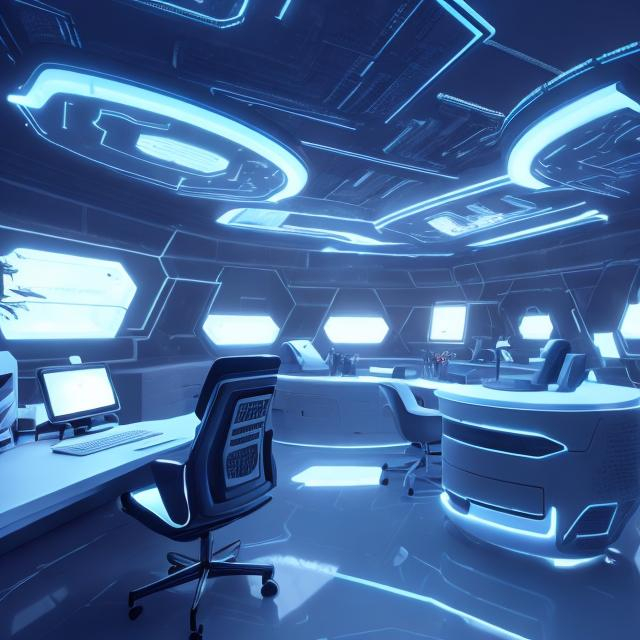 Prompt: desk futuristic interior