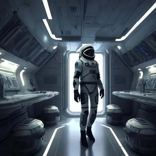 Prompt: spaceinterior design soldier sci fi futuristic interior 