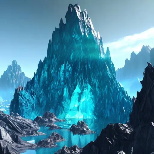 Prompt: jewel mountains morstil ocean krypton
