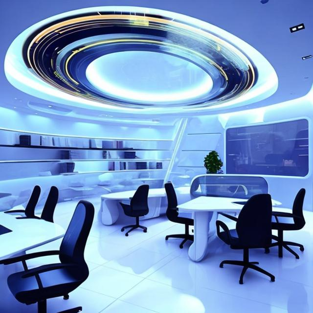 Prompt: futuristic interior office